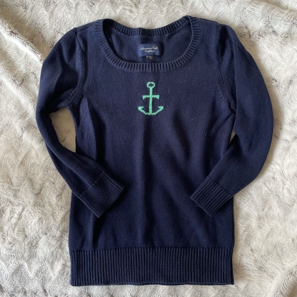 American Eagle Outfitters anchor sweater NWOT new blue size small s